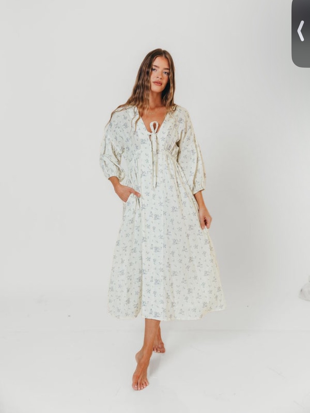 Worth Collective Hunter 100% Cotton Midi Dress in Bluebonnet